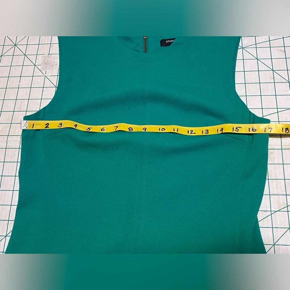 SHARAGANO Green sleeveless shift dress‎ size 6. - Picture 11 of 13